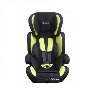Scaun auto PROFESIONAL pentru copil Bravo Junior Neon Green, Model Deluxe, Pentru 3 grupe de greutate intre 9-36 KG,, Culoare Negru-Verde, ce asigura maximul de siguranta si confort pentru copilul dumneavoastra, ideal pentru calatorii