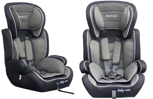 Scaun auto PROFESIONAL pentru copil Bravo Junior Gray , Model Deluxe , Pentru 3 grupe de greutate intre 9-36 KG, , Culoare Gri, ce asigura maximul de siguranta si confort pentru copilul dumneavoastra, ideal pentru calatorii