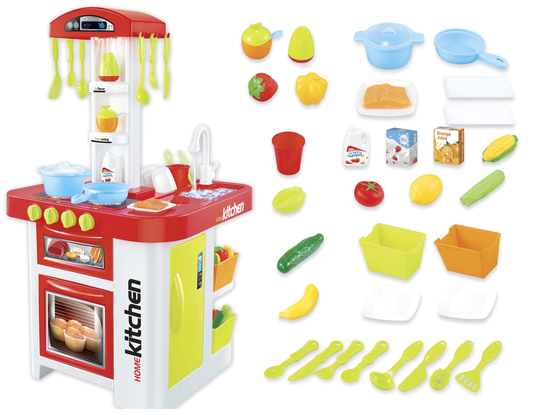 Bucatarie MULTIFUNCTIONALA Luxuri Master Chef XXL, 76Cm Inaltime, Lumini si Sunete Realiste, Ideala pentru dezvoltarea ABILITATILOR micutului tau, Multitudine de Accesorii, CUPTOR CU MICROUNDE, MASINA DE SPALAT VASE, Multicolora