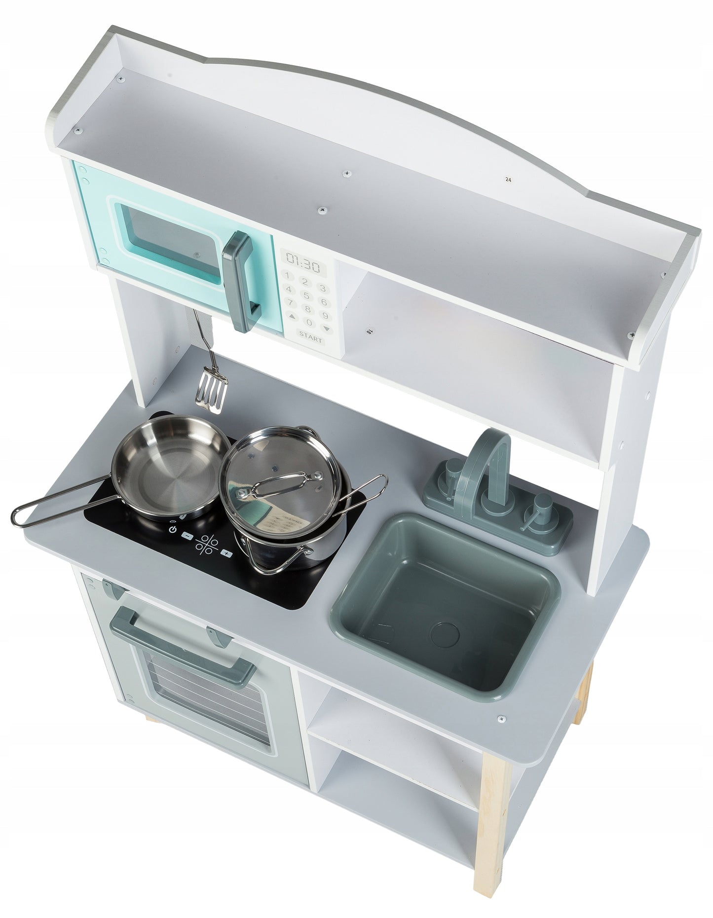 Bucatarie Multifunctionala Premium din LEMN, MASTER CHEF DELUXE, Inaltime 85 cm, 5 Accesorii SIMBOLICE ce vor oferi multe ore de distractie celor mici, Sporeste Dezvoltarea Abilitatilor si Incurajeaza Jocul de ROL