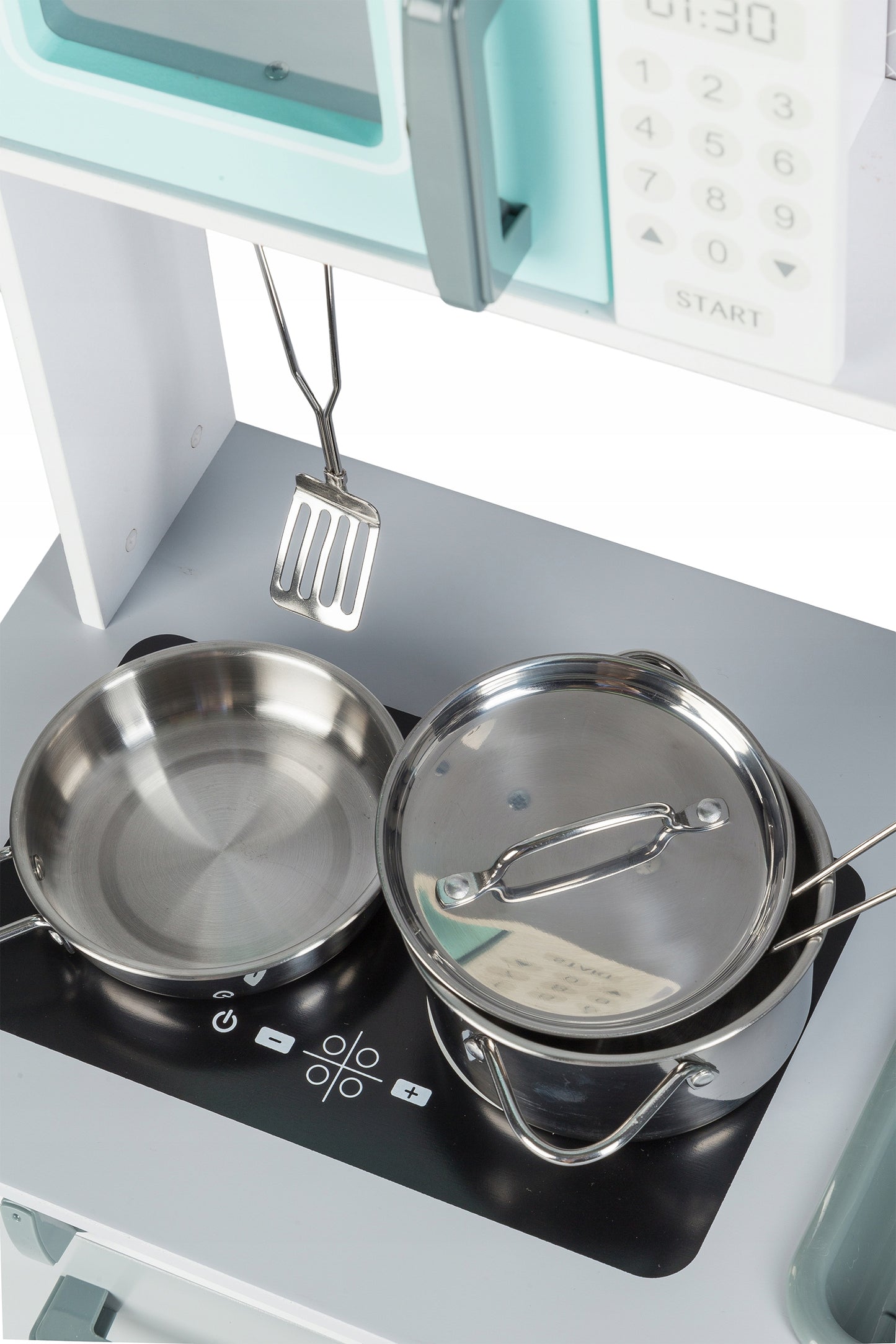 Bucatarie Multifunctionala Premium din LEMN, MASTER CHEF DELUXE, Inaltime 85 cm, 5 Accesorii SIMBOLICE ce vor oferi multe ore de distractie celor mici, Sporeste Dezvoltarea Abilitatilor si Incurajeaza Jocul de ROL