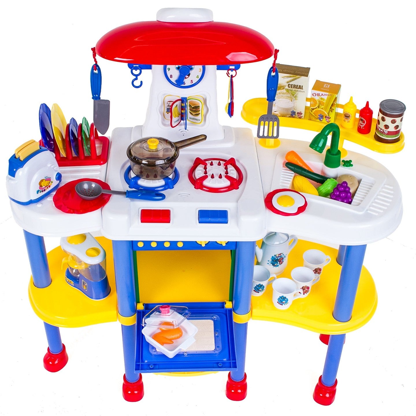 Bucatarie Profesionala pentru copii Geniul Bucatariei XXL cu sunete si lumini 2018, 90cm inaltime, Set complet accesori, Plita, Expresor, Cuptor