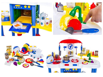 Bucatarie Profesionala pentru copii Geniul Bucatariei XXL cu sunete si lumini 2018, 90cm inaltime, Set complet accesori, Plita, Expresor, Cuptor
