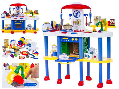 Bucatarie Profesionala pentru copii Geniul Bucatariei XXL cu sunete si lumini 2018, 90cm inaltime, Set complet accesori, Plita, Expresor, Cuptor