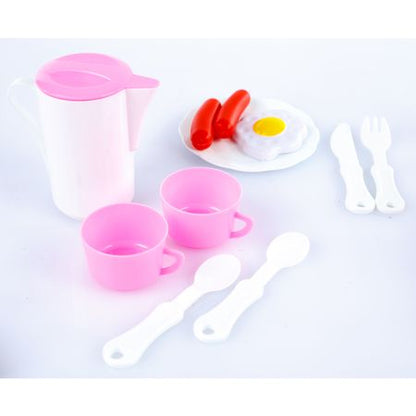 Bucatarie multifunctionala Primul Bucatar, pentru copii cu lumini si sunete, 32 acceosrii incluse, 87 cm INALTIME, chiuveta, aragaz, masina de spalat vase, ideala pentru creativitatea copilului tau, Culoare Roz