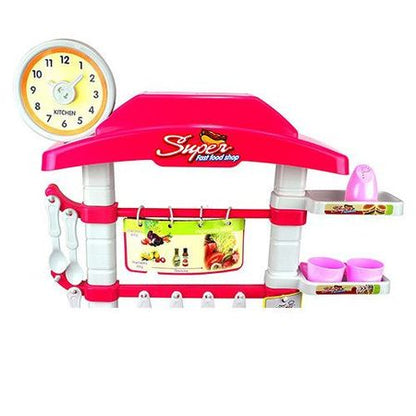 Bucatarie multifunctionala Primul Bucatar, pentru copii cu lumini si sunete, 32 acceosrii incluse, 87 cm INALTIME, chiuveta, aragaz, masina de spalat vase, ideala pentru creativitatea copilului tau, Culoare Roz