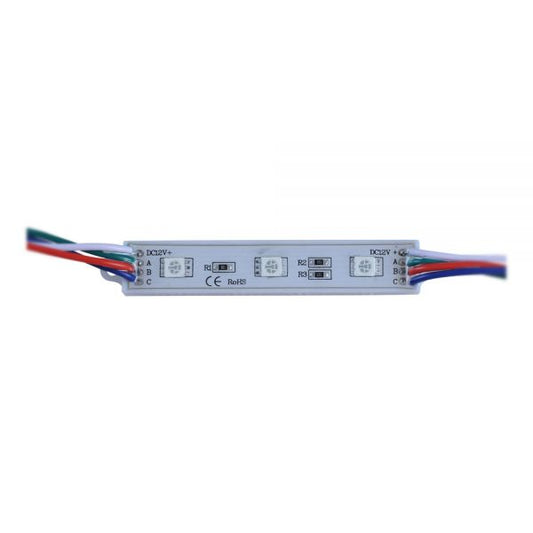 Modul Idl cu 3 LED 5050 IN Plastic RGB, prindere adeziva, culoare alb