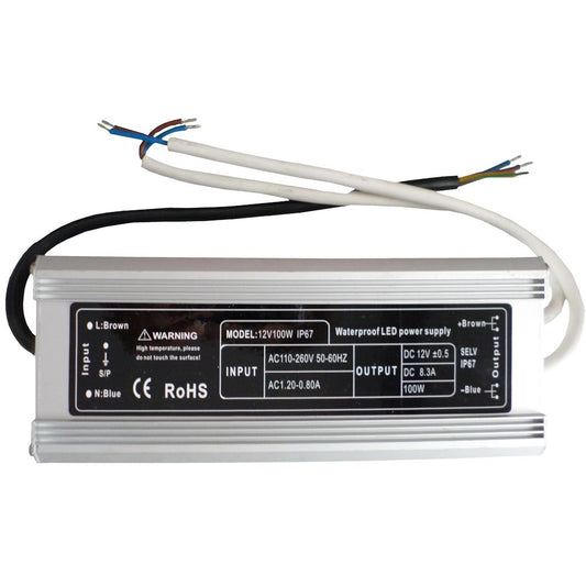 Sursa profesionala IDL de alimentare Rezistenta la apa, 12V-8.3A, Grad de protectie IP67, Putere 100W, Protectie la scurtcircuit, suprasarcina, supratensiune
