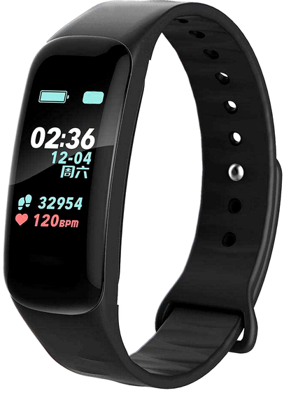 Smartwatch si Bratara Fitness Smart Crimson Light 1, Monitorizare Puls, Pasi, Calorii, Notificare Mesaje, IP67 Waterproof, Culoare Negru