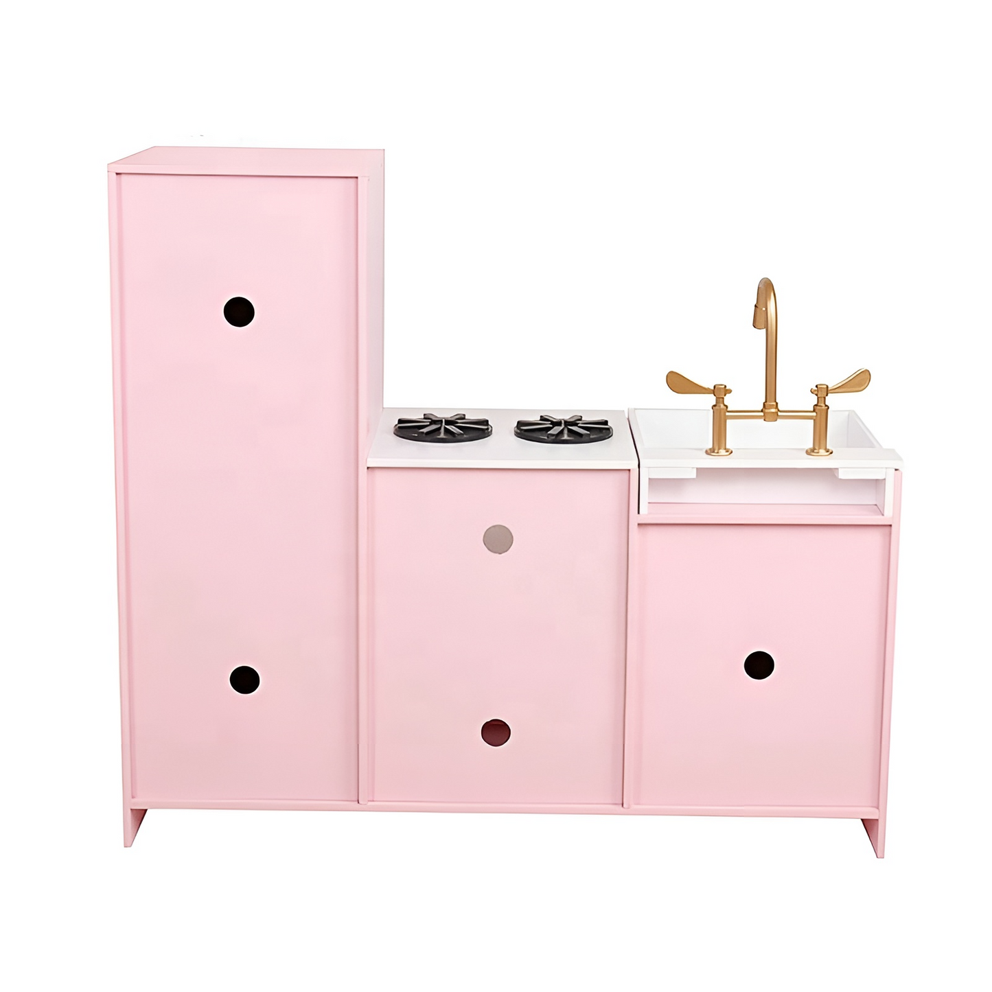 Bucatarie din lemn Hello Kitty idealSTORE, Dimensiuni 84 x 30 x 91 cm, Material MDF, Cu lumini LED, Ideala pentru un inceput in domeniul culinar, Chiuveta detasabila, Aragaz si Cuptor, Dezvolta imaginatia, Culoare Roz