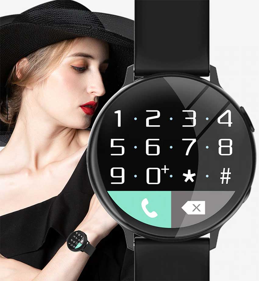 Ceas Smartwatch si Bratara Fitness FutureFocus IdealSTORE, Ecran tactil LCD complet rotund 1,3 inch, IP67, Monitorizare ritm cardiac,, Tensiune Arteriala, Incarcare Wireless, Functie MultiSport, Compatibil cu Android si IOS, Negru