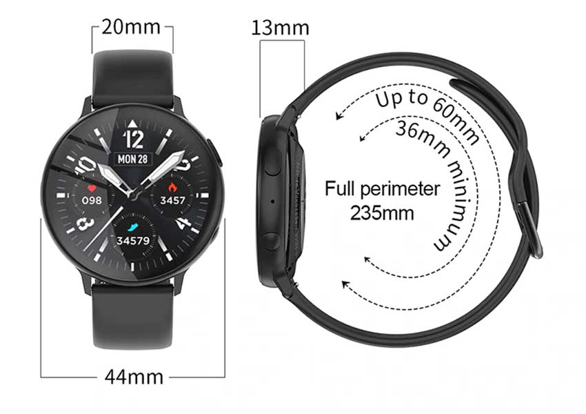 Ceas Smartwatch si Bratara Fitness FutureFocus IdealSTORE, Ecran tactil LCD complet rotund 1,3 inch, IP67, Monitorizare ritm cardiac,, Tensiune Arteriala, Incarcare Wireless, Functie MultiSport, Compatibil cu Android si IOS, Negru