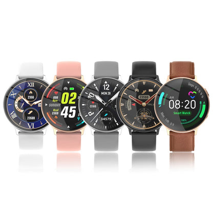 Ceas Smartwatch si Bratara Fitness FutureFocus IdealSTORE, Ecran tactil LCD complet rotund 1,3 inch, IP67, Monitorizare ritm cardiac,, Tensiune Arteriala, Incarcare Wireless, Functie MultiSport, Compatibil cu Android si IOS, Maro