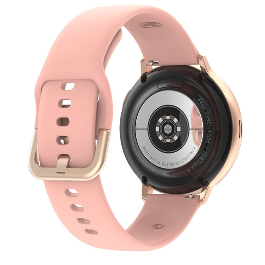 Ceas Smartwatch si Bratara Fitness FutureFocus IdealSTORE, Ecran tactil LCD complet rotund 1,3 inch, IP67, Monitorizare ritm cardiac,, Tensiune Arteriala, Incarcare Wireless, Functie MultiSport, Compatibil cu Android si IOS, Roz