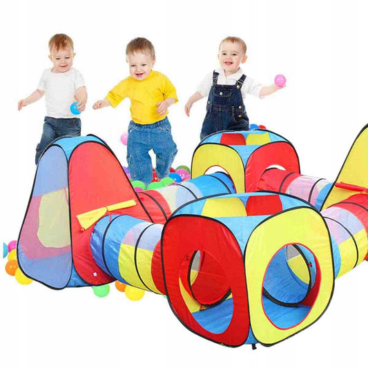 Cort 8 in 1 idealSTORE RAINBOW MAGIC, format din 8 elemente, 4 corpuri si 4 corturi, confectionat din poliester T190, ideal pentru joaca cu prietenii