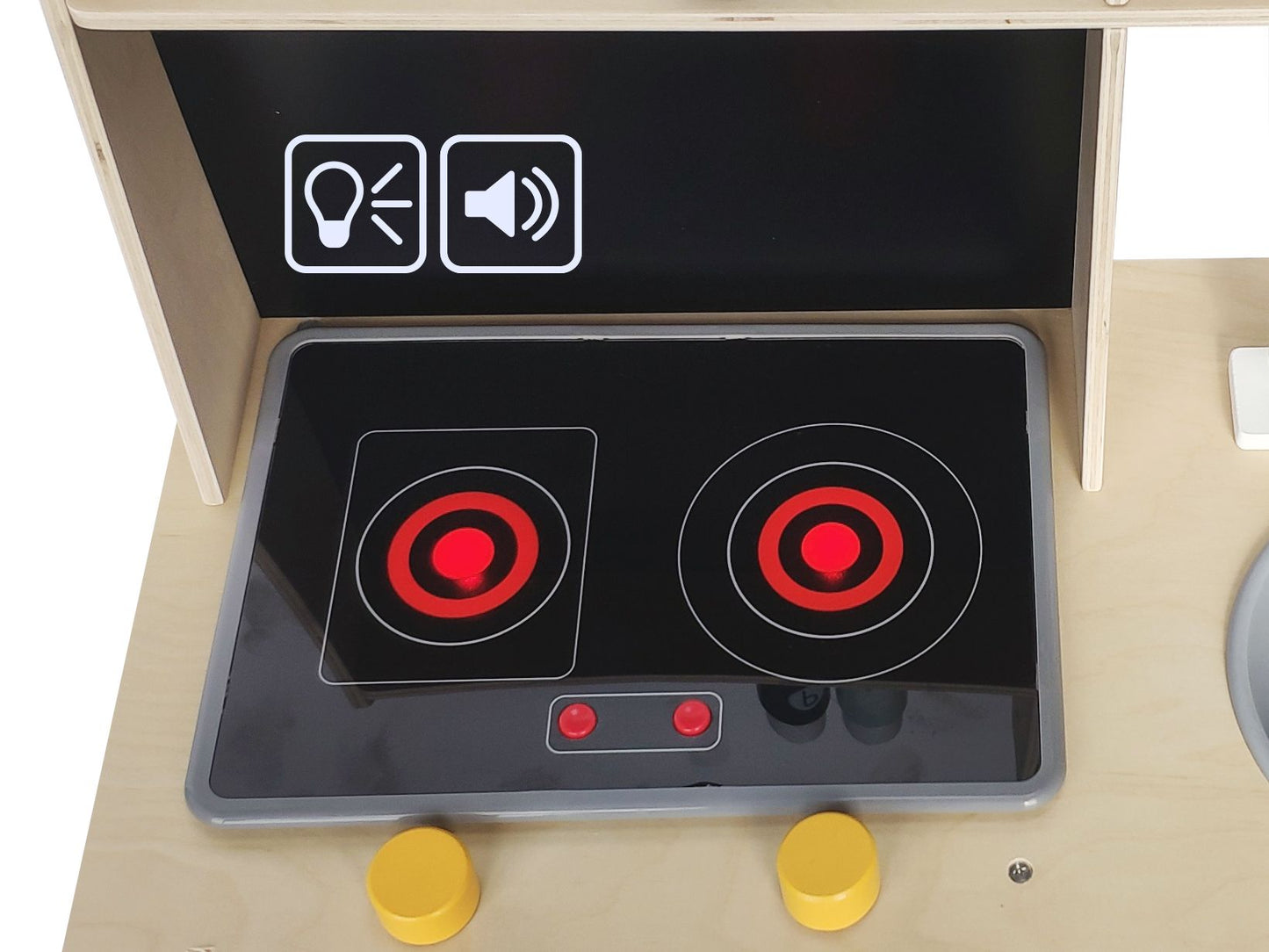 Bucatarie din Lemn cu Tablita de scris idealSTORE HIT KITCHEN LUX, Dimensiuni 78 x 60 x 30 cm, Echipata cu accesorii si ustensile specifice, chiuveta, robinet, cupotor, Combina functii interesante ce dezvolta creativitatea si abilitatile manuale