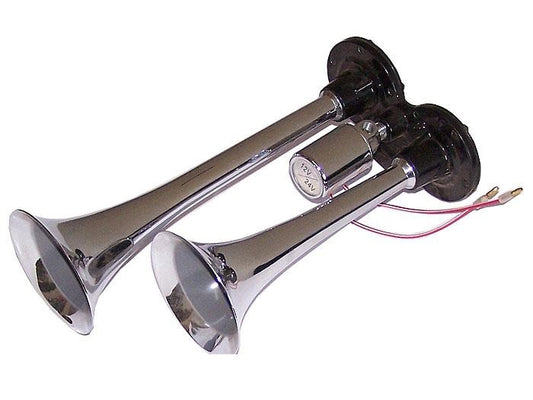 Claxon auto Idealstore cu 2 goarne 12V si compresor, usor de montat, sunet puternic, material durabil
