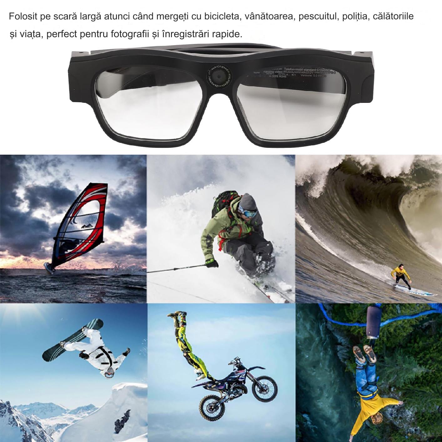 Ochelari inteligenti idealSTORE CAMglasses, Inregistrare Video HD 2K, Fotografiere 4K, Preluare Apel, Microfon cu Reducere Zgomot, Ascultare Muzica, Lentile Polarizate Colorate, Sunet Stereo HD, Rezistent la Apa, Utilizare Multipla