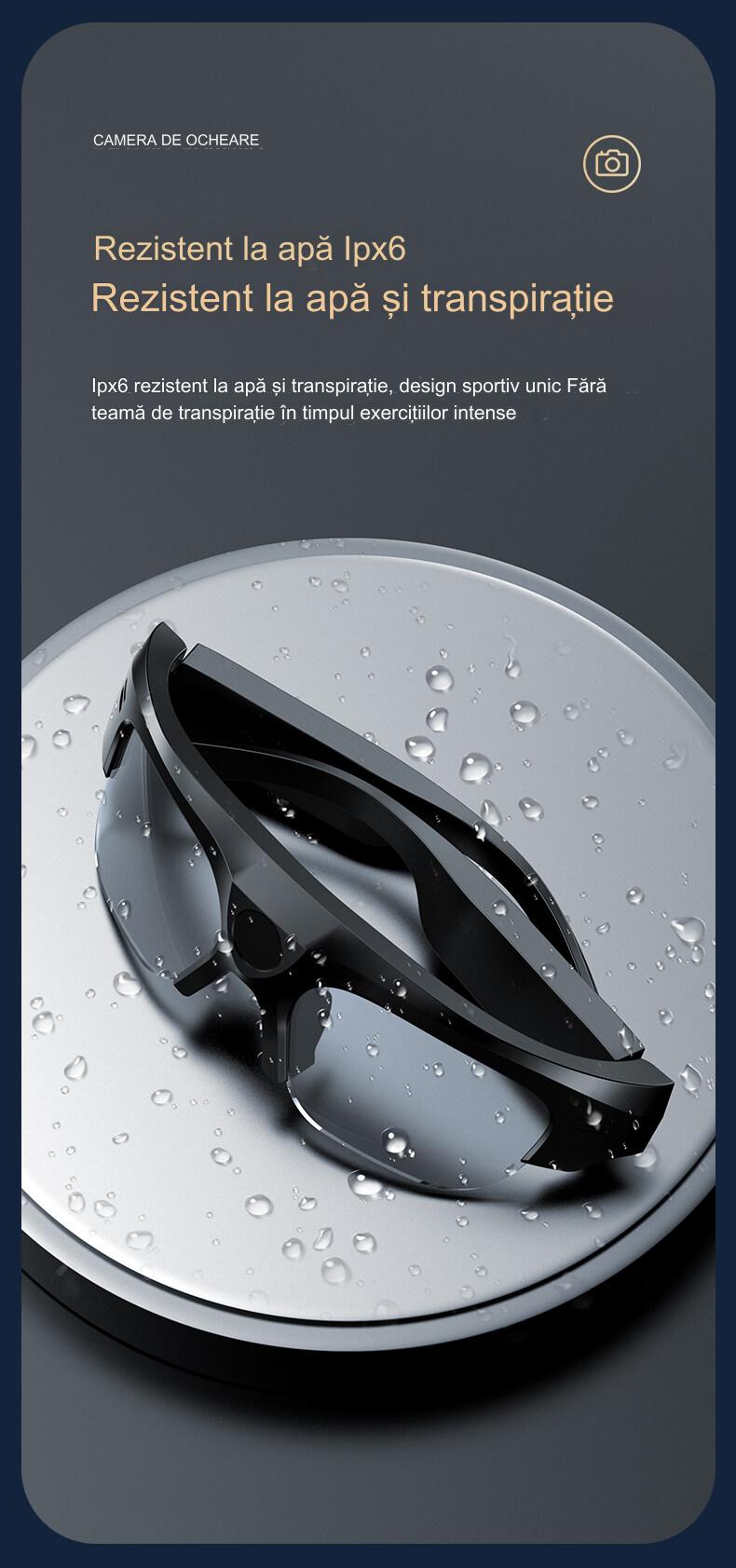 Ochelari inteligenti idealSTORE CAMglasses, Inregistrare Video HD 2K, Fotografiere 4K, Preluare Apel, Microfon cu Reducere Zgomot, Ascultare Muzica, Lentile Polarizate Transparente, Sunet Stereo HD, Rezistent la Apa, Utilizare Multipla