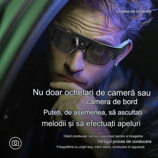 Ochelari inteligenti idealSTORE CAMglasses, Inregistrare Video HD 2K, Fotografiere 4K, Preluare Apel, Microfon cu Reducere Zgomot, Ascultare Muzica, Lentile Polarizate Transparente, Sunet Stereo HD, Rezistent la Apa, Utilizare Multipla