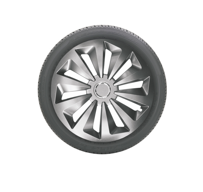 Set 4 Capace roti Grafit Fox cu inel cromat 13', model elegant