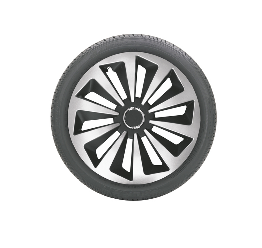 Set 4 Capace roti Grafit FOX II cu inel cromat 13', model elegant