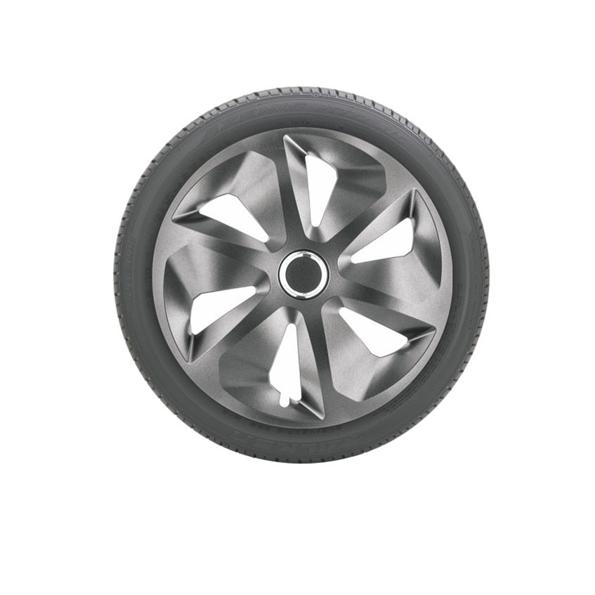 Set 4 Capace roti Grafit Roco cu inel cromat 13', model elegant