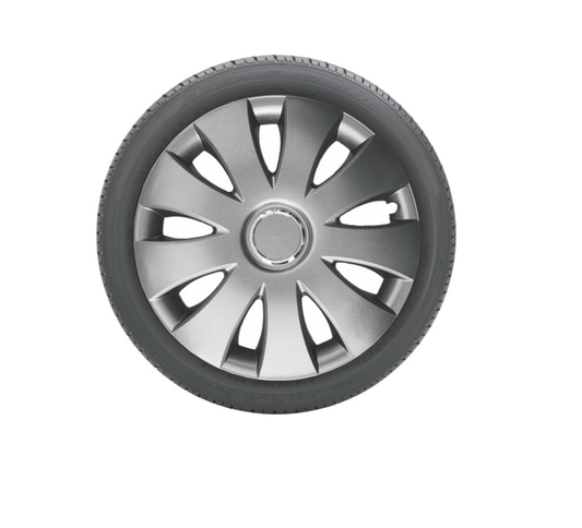 Set 4 Capace roti IDL - 14 inch - Capace roti Grafit Aura cu inel cromat, material rezistent la viteze mari