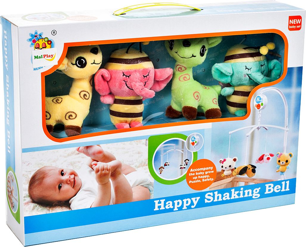 Carusel Interactiv IDL Plush Baby cu jucarii moi din plus si melodii , Inaltime 65cm , Latime 45cm , Deschidere 33cm , Model ce aduce zambetul pe buzele bebelusului datorita accesoriilor hazlii