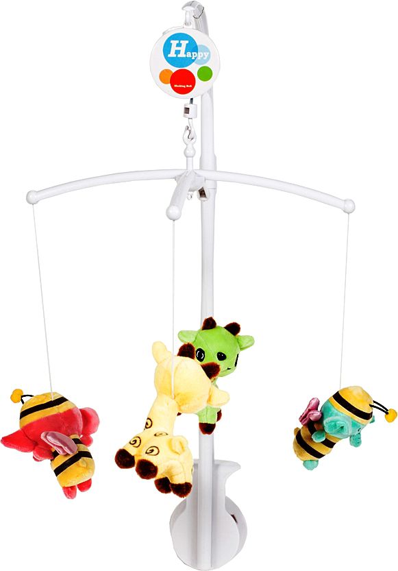 Carusel Interactiv IDL Plush Baby cu jucarii moi din plus si melodii , Inaltime 65cm , Latime 45cm , Deschidere 33cm , Model ce aduce zambetul pe buzele bebelusului datorita accesoriilor hazlii