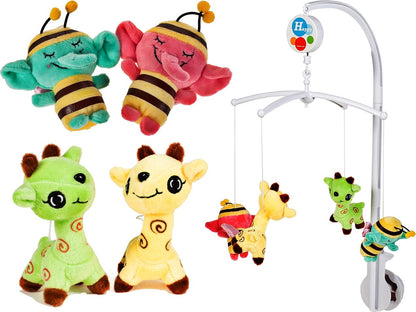 Carusel Interactiv IDL Plush Baby cu jucarii moi din plus si melodii , Inaltime 65cm , Latime 45cm , Deschidere 33cm , Model ce aduce zambetul pe buzele bebelusului datorita accesoriilor hazlii