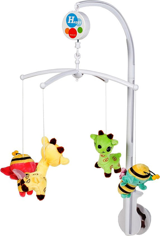 Carusel Interactiv IDL Plush Baby cu jucarii moi din plus si melodii , Inaltime 65cm , Latime 45cm , Deschidere 33cm , Model ce aduce zambetul pe buzele bebelusului datorita accesoriilor hazlii