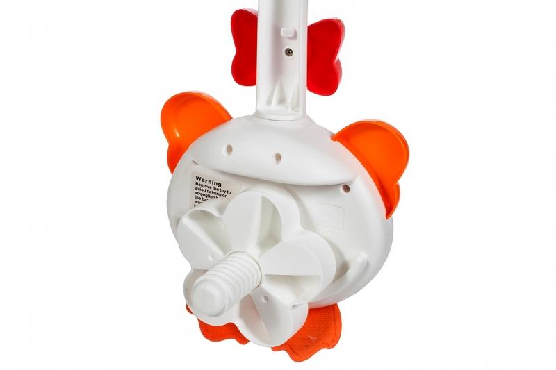 Carusel interactiv idealStore Mama Gasca pentru patutul bebelusului cu 18 melodii si 4 jucarii atasate, Dimensiune 27,5 x 49,0 x 47,0 cm, Clema de fixare rezistenta, Multicolor