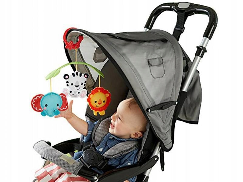 Carusel Interactiv IDL Papagalul Hazliu cu Leu, Zebra, Elefant de plus, 5 Melodii, Dimensiune 27.5x36x7cm, Clema de fixare rezistenta, Multicolor