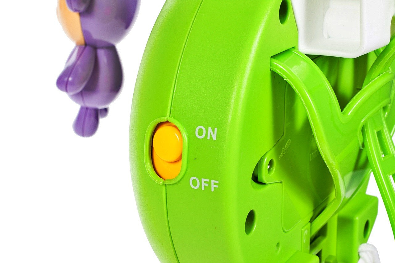 Carusel Interactiv IDL Ferma Fantastica cu Girafa, Maimuta, Iepuras, 3 Moduri de melodie, Dimensiune 50cm Inaltime, Clema de fixare rezistenta, Multicolor