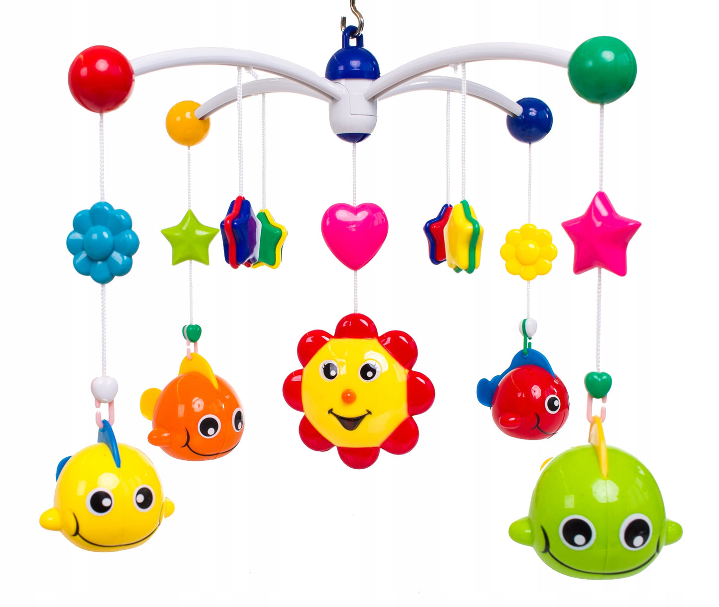 Carusel interactiv idealSTORE Baby Shine Sleep, Dimensiuni 50 x 33 x 12 cm, Echipat cu diverse melodii, Proiector cu stelute si jucarii rotative in forme variate si multicolore, Functionalitate pe baterii