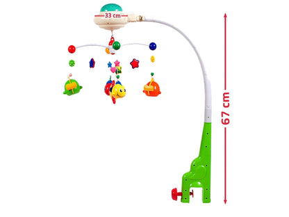 Carusel interactiv idealSTORE Baby Shine Sleep, Dimensiuni 50 x 33 x 12 cm, Echipat cu diverse melodii, Proiector cu stelute si jucarii rotative in forme variate si multicolore, Functionalitate pe baterii