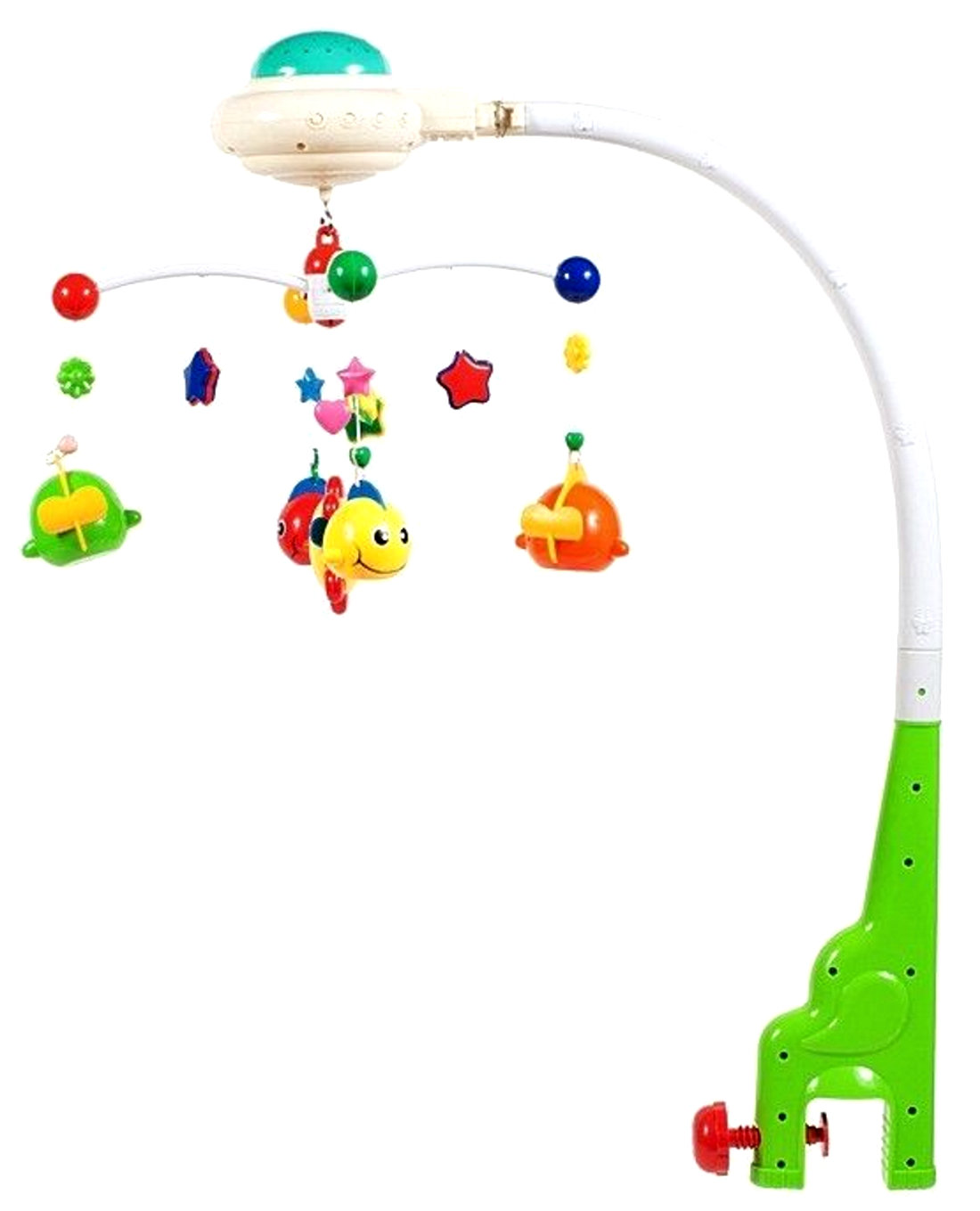 Carusel interactiv idealSTORE Baby Shine Sleep, Dimensiuni 50 x 33 x 12 cm, Echipat cu diverse melodii, Proiector cu stelute si jucarii rotative in forme variate si multicolore, Functionalitate pe baterii