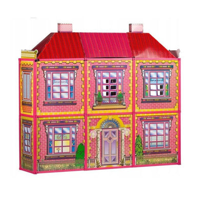 Casuta de papusi complexa idealStore Shinny Rose Villa, Dimensiuni 108 x 95 x 38 cm, Include 6 camere mobilate si utilate, 128 de accesorii cu design unic, Design compact, Cadru metalic si pereti din carton