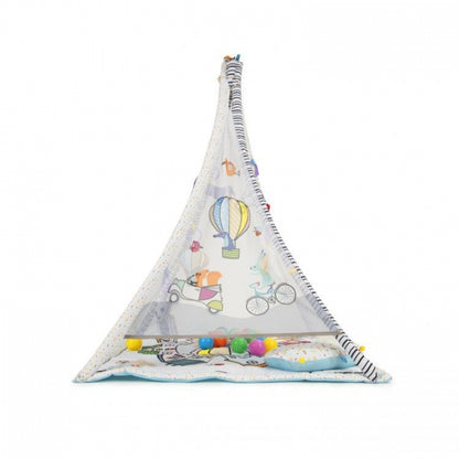 Salteluta de joaca tip cort cu 20 de bile colorate si jucarii ecotoys cc8734 - gri