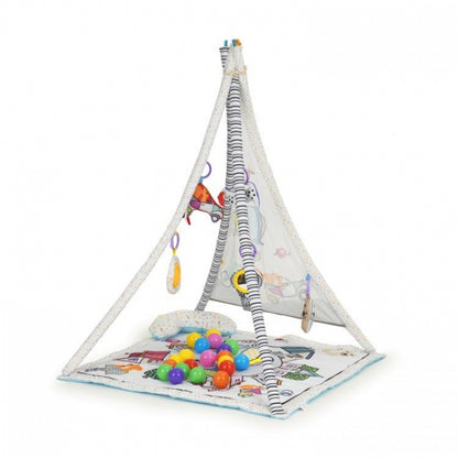 Salteluta de joaca tip cort cu 20 de bile colorate si jucarii ecotoys cc8734 - gri