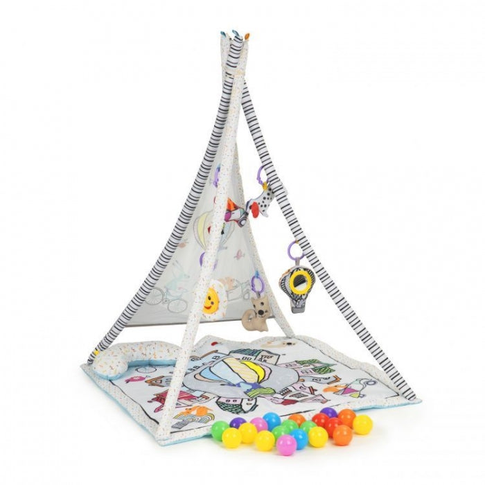 Salteluta de joaca tip cort cu 20 de bile colorate si jucarii ecotoys cc8734 - gri