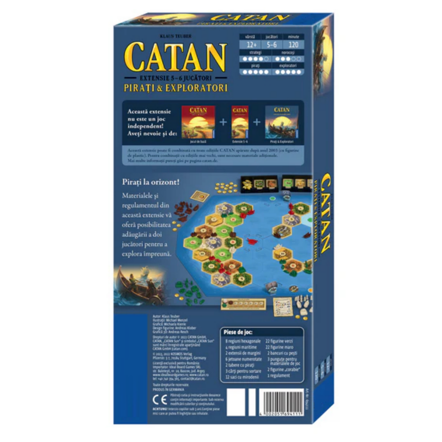Joc de Societate Catan idealStore, Comori, Dragoni si Exploratori, Extensie 3-4 Jucatori, 6 Scenarii, 18 Regiuni, 16 Figurine, 12 Jetoane, 39 Jetoane, Regulament Inclus, Varsta Recomandata 12+