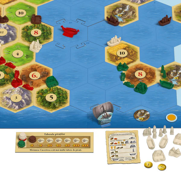 Joc de Societate Catan idealStore, Comori, Dragoni si Exploratori, Extensie 3-4 Jucatori, 6 Scenarii, 18 Regiuni, 16 Figurine, 12 Jetoane, 39 Jetoane, Regulament Inclus, Varsta Recomandata 12+