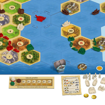 Joc de Societate Catan idealStore, Comori, Dragoni si Exploratori, Extensie 3-4 Jucatori, 6 Scenarii, 18 Regiuni, 16 Figurine, 12 Jetoane, 39 Jetoane, Regulament Inclus, Varsta Recomandata 12+