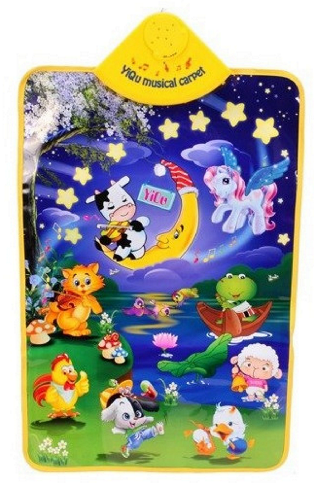 Covoras Educational Interactiv idealStore Ferma Vesela, Pentru bebelusi, 7 tipuri de sunete de animale, Melodii, Luminite