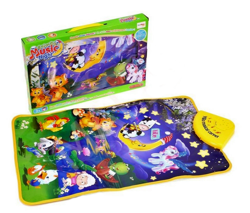 Covoras Educational Interactiv idealStore Ferma Vesela, Pentru bebelusi, 7 tipuri de sunete de animale, Melodii, Luminite