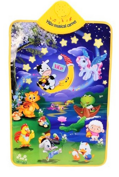 Covoras Educational Interactiv idealStore Ferma Vesela, Pentru bebelusi, 7 tipuri de sunete de animale, Melodii, Luminite