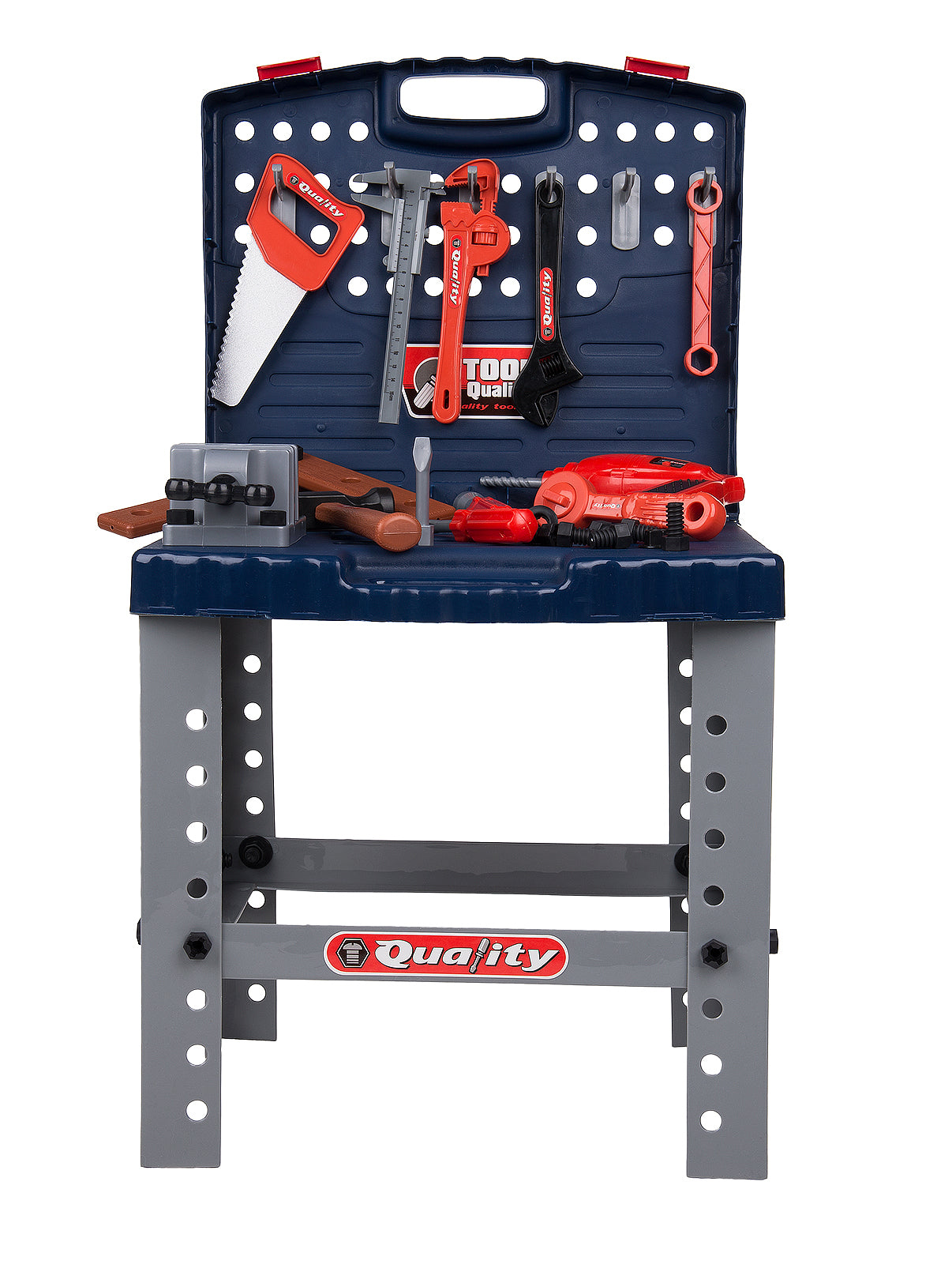 Centru activitati tip Banc de lucru interactiv Micul meu mecanic, Multitudine de accesorii, 73 cm, Bormasina, Fierastrau, Ciocan, Suruburi, Menghina, Chei, ideal pentru dezvoltarea imaginatiei, creativitatii si capacitatea de a gandi independent