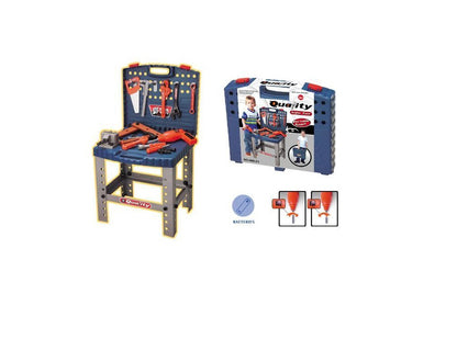 Centru activitati tip Banc de lucru interactiv Micul meu mecanic, Multitudine de accesorii, 73 cm, Bormasina, Fierastrau, Ciocan, Suruburi, Menghina, Chei, ideal pentru dezvoltarea imaginatiei, creativitatii si capacitatea de a gandi independent
